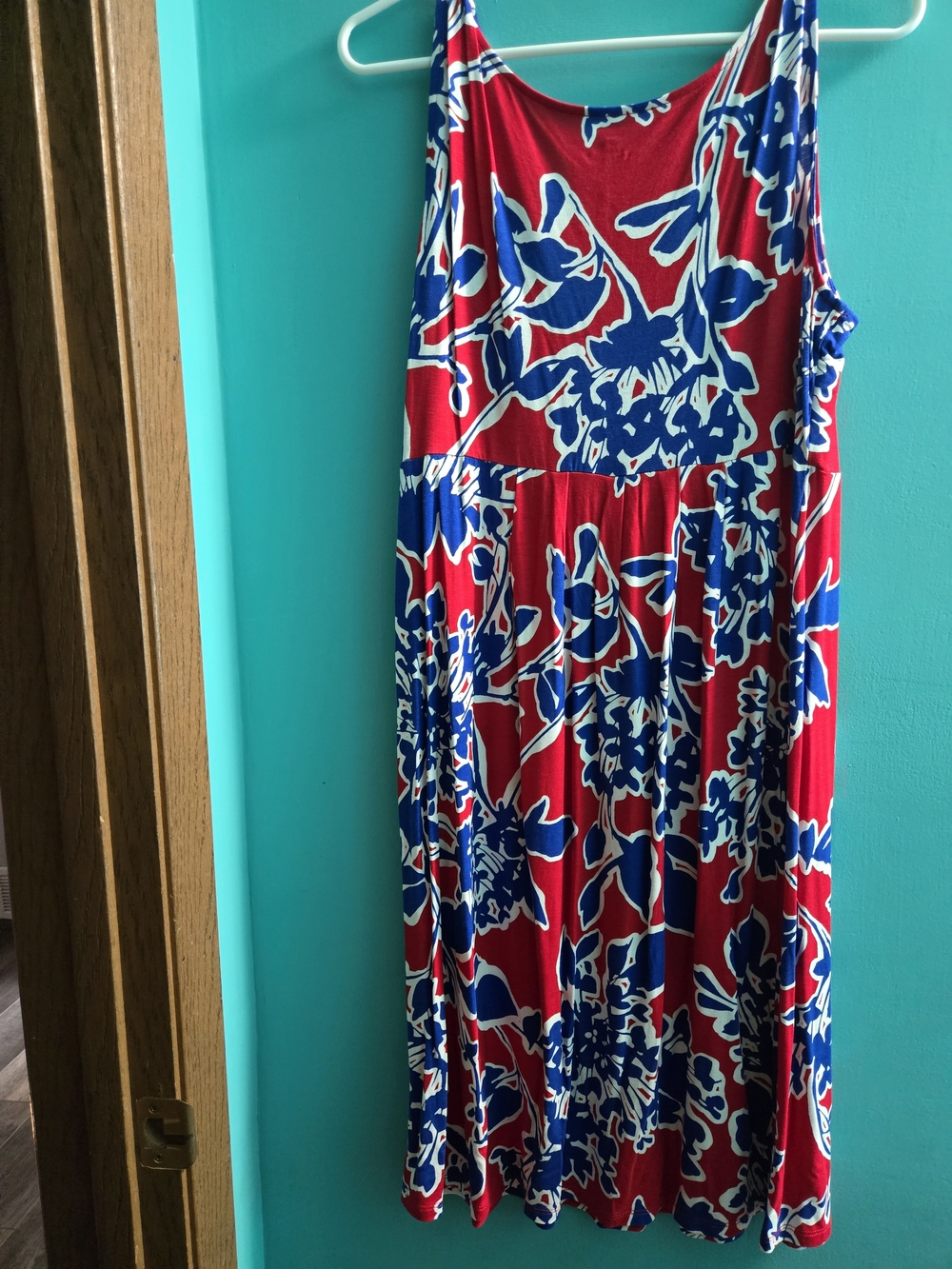 St. John's Bay Red and Blue Floral Midi Dress